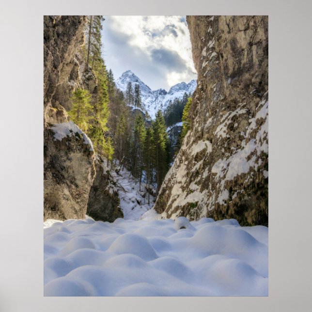 Winter and spring valley and mountains poster (Front)