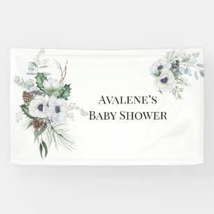 Winter Anemone Floral Hand-Painted Wedding Banner