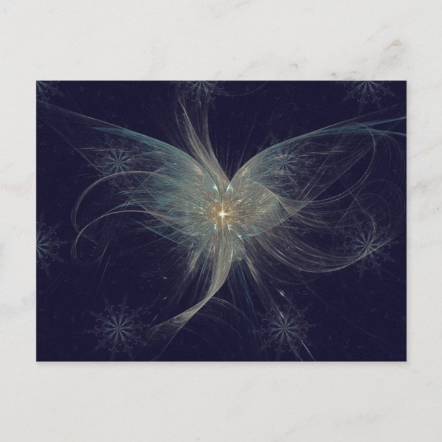 Winter Angel Fractal Art Holiday Postcard (Front)