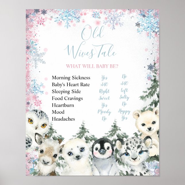 Winter Animal Artics Gender Reveal Old Wives Tales Poster (Front)