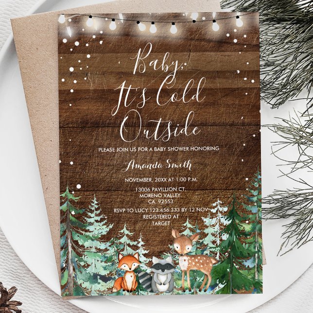 Winter Animal Baby It's Cold Outside Baby Shower Invitation (Creator Uploaded)