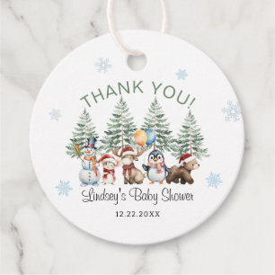 Winter Animal Baby Shower Thank You Favour Tags