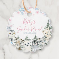 Winter Animal Gender Reveal He or She Snowflakes