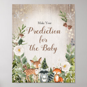 Winter Animal Woodland Floral Predictions for baby Poster