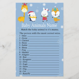 Winter animals Baby Animals Name Game baby shower