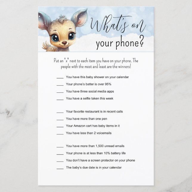 Winter Animals Baby Cold Outside Baby Shower Games (Front)