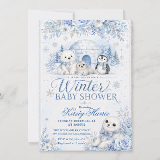 Winter Animals Baby Shower Invitation