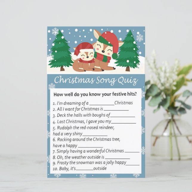 Winter animals christmas song quiz game (Standing Front)