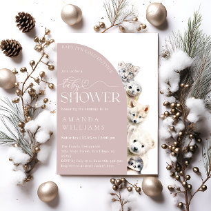 Winter Animals Gender Neutral Baby girl Shower Invitation