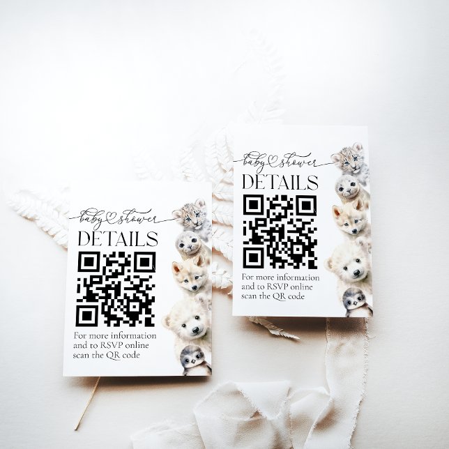 Winter Animals Gender Neutral Baby Shower DETAILS  Enclosure Card (Creator Uploaded)