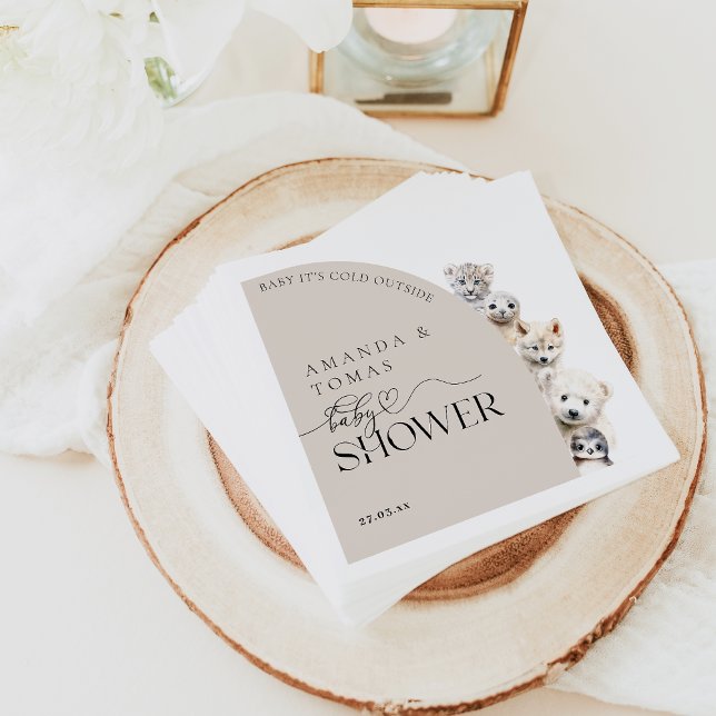 Winter Animals Gender Neutral Baby Shower Napkin (Creator Uploaded)