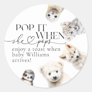 Winter Animals Gender Neutral Pops Baby Shower Classic Round Sticker