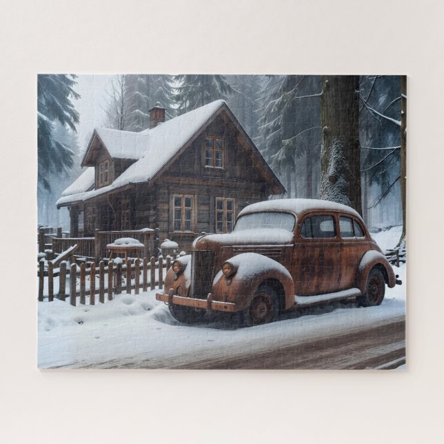 Winter Antique Car Puzzle (Horizontal)