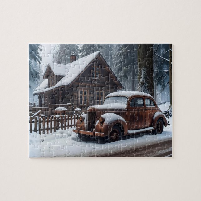 Winter Antique Car Puzzle (Horizontal)