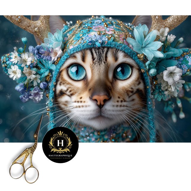 Winter Antler Bengal Cat Decoupage Craft Paper (Creator Uploaded)