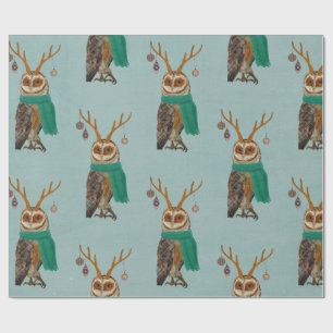 WINTER ANTLER OWL Wrapping Paper