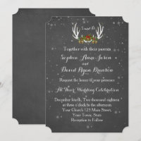 Winter Antlers Chalkboard Wedding Invitation