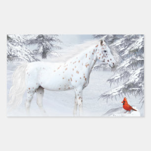 Winter appaloosa rectangular sticker