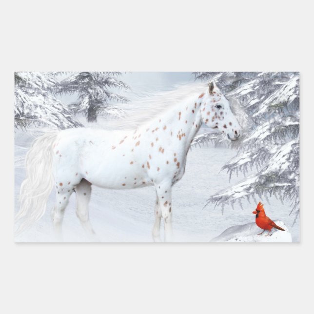 Winter appaloosa rectangular sticker (Front)