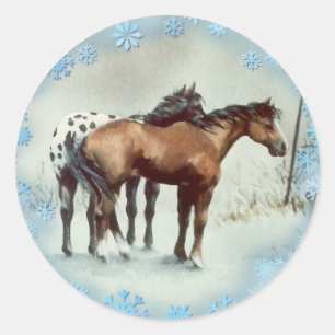 WINTER APPALOOSA & SNOWFLAKES by SHARON SHARPE Classic Round Sticker