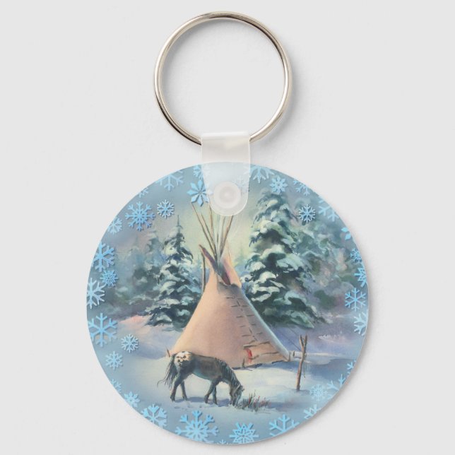 WINTER APPALOOSA TIPI by SHARON SHARPE Key Ring (Front)