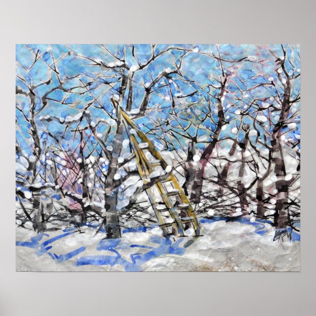 Winter Apple Pruning  / Artist Larry Lerew Poster (Front)