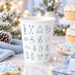 Winter Apres Bebe Ski You Soon Blue Baby Shower Paper Cups