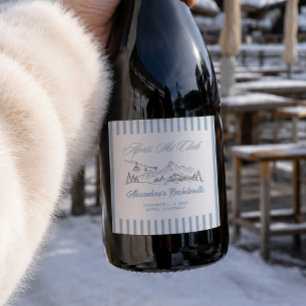 Winter Apres Ski Bachelorette Party Sparkling Wine Label