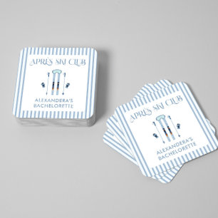 Winter Apres Ski Bachelorette Party  Square Paper Coaster