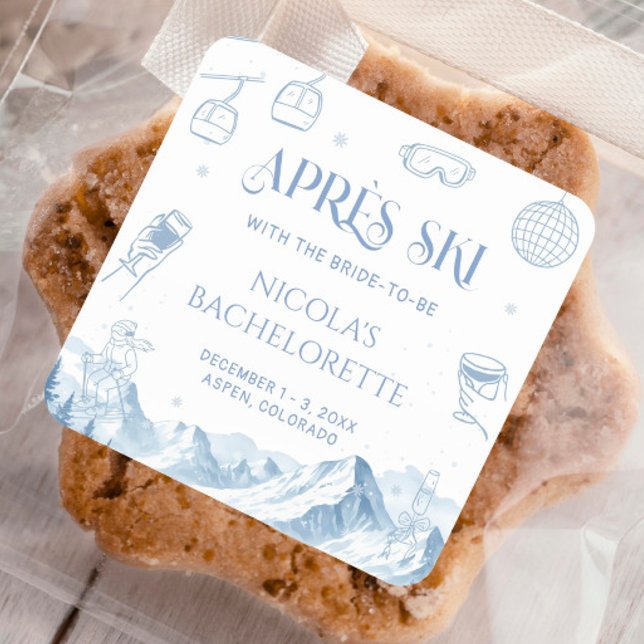 Winter Apres Ski Bachelorette Party Square Sticker (Creator Uploaded)