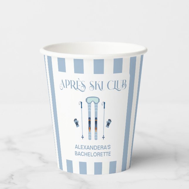 Winter Apres Ski Club Bachelorette Party  Paper Cups (Front)