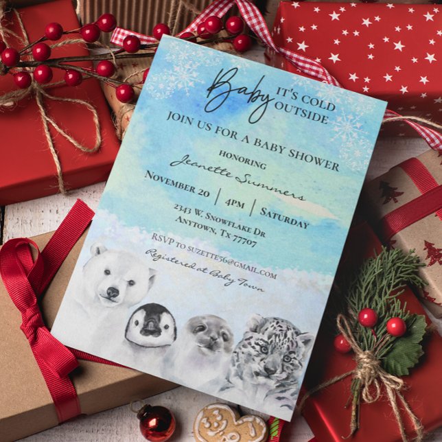 Winter Arctic Animal BabyShower It's Cold Outside  Invitation (Creator Uploaded)