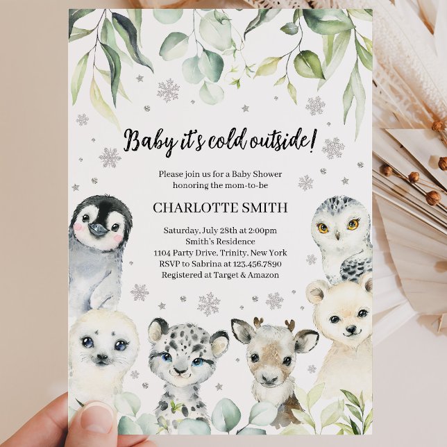 Winter Arctic Animals Baby Shower Invitation (Creator Uploaded)