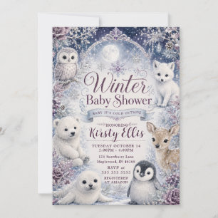 Winter Arctic Animals Baby Shower Invitation