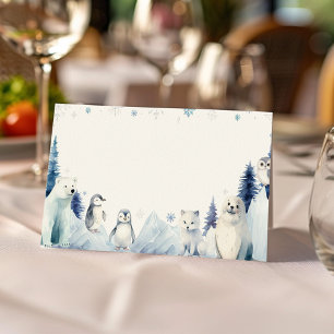 Winter Arctic Animals Birthday Food Place Card