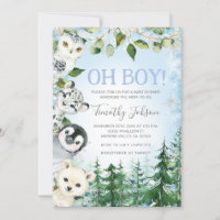 Winter Arctic Animals Pine Tree Boy Baby Shower