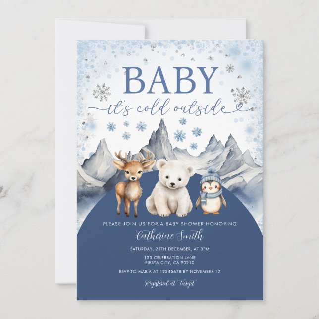 Winter Arctic Baby It’s Cold Outside Baby Shower Invitation (Front)