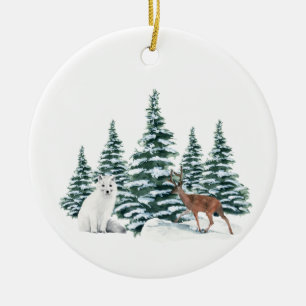Winter Arctic Christmas   Custom 4 Collage Photo Ceramic Tree Decoration