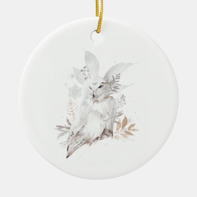 Winter Arctic Snow Owl Ornament (Front)