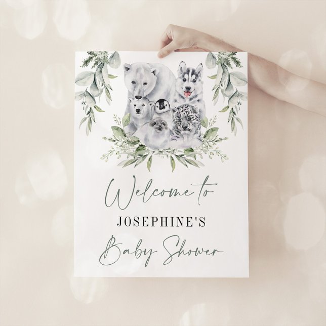 Winter Artic Animals Neutral Baby Shower Welcome Poster (Creator Uploaded)