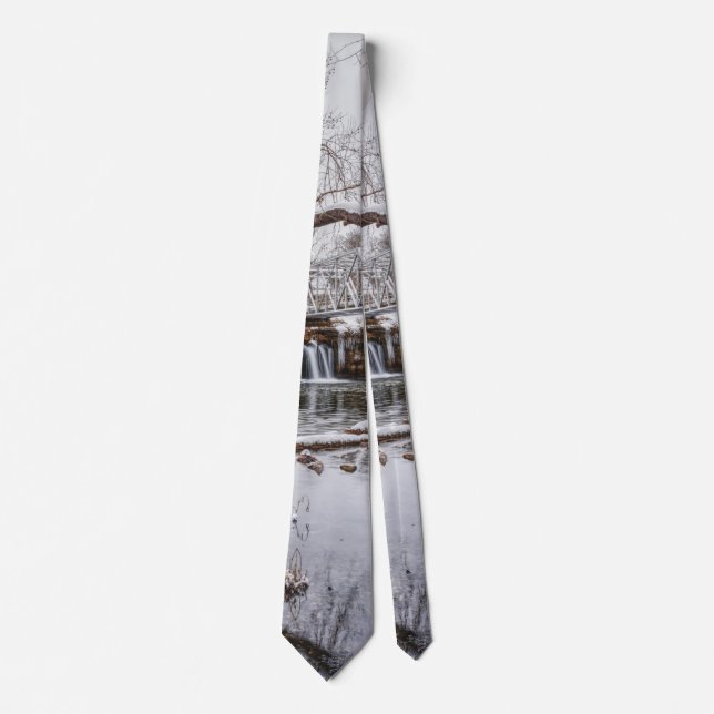 Winter At Finley Dam Neck Tie (Front)