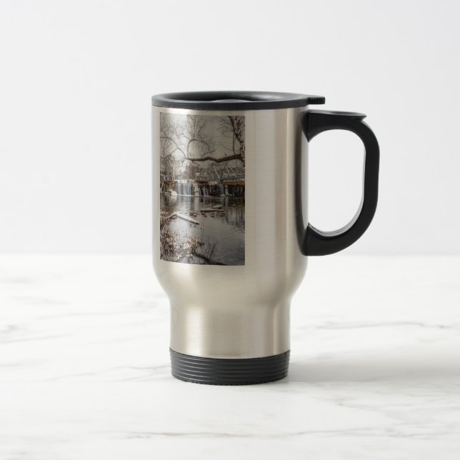 Winter At Finley Dam Travel Mug (Right)