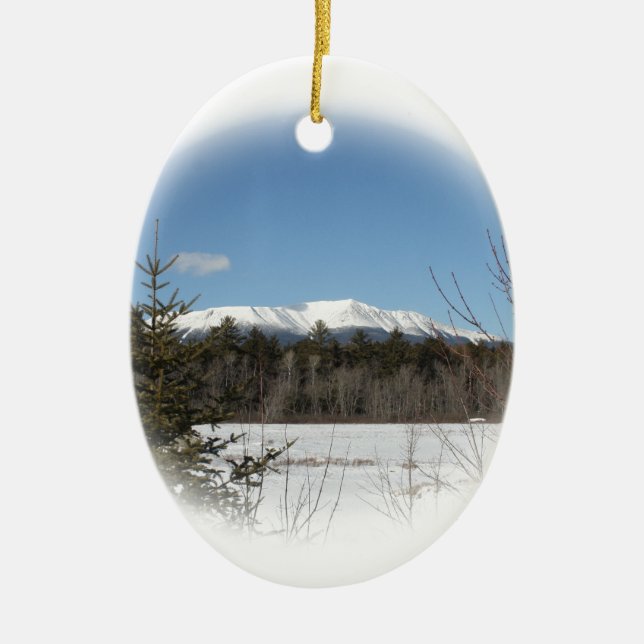 Winter at Katahdin Ceramic Tree Decoration (Front)