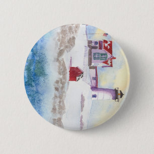 winter at Nubble LIghthouse in Maine 6 Cm Round Badge