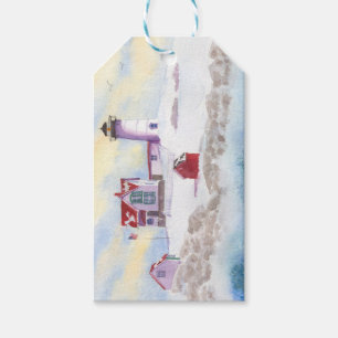 winter at Nubble LIghthouse in Maine Gift Tag