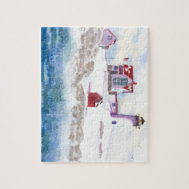 winter at Nubble LIghthouse in Maine Jigsaw Puzzle (Vertical)