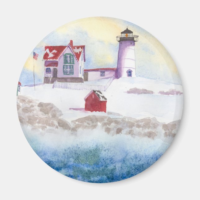 Winter at Nubble LIghthouse in Maine Magnet (Front)