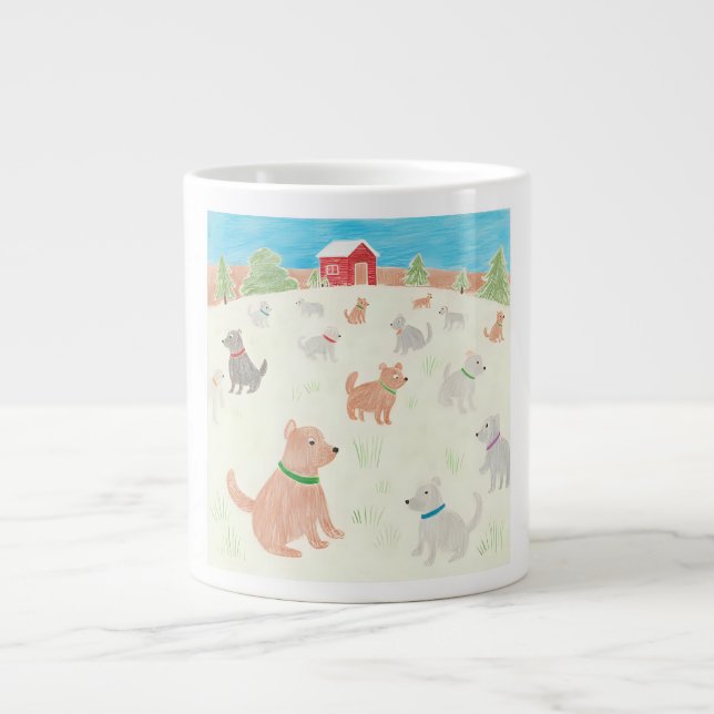 Winter at the dog farm large coffee mug (Front)