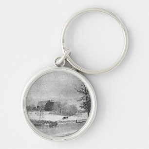 Winter at the Farm Key Ring