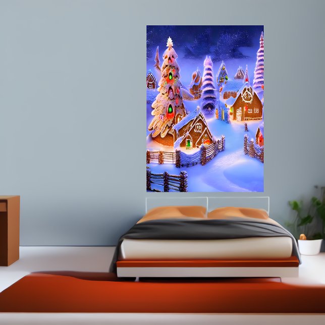 Winter at the Gingerbread village | AI Art  Poster (Creator Uploaded)